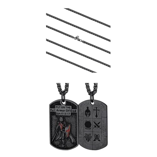 FaithHeart Knights Templar Dog Tag Necklace and Flat Box Chain