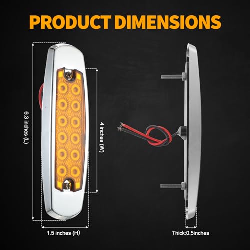 Tallew 20 Pcs Amber LED Side Marker Clearance Lights 6.4 Inch Side Marker Lights 12 Diodes Front Rear Turn Signal Indicator Light for Trailer Pickup Truck Tractor Van RV Camper Waterproof by Tallew - Image 2