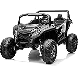 NEWQIDA XXXL Side by Side UTV, 24V Ride On Toys for Big Kids, 2 Seater Ride On Car with Remote Control, Electric Vehicles 4WD Ride On Truck Car Max 220lbs Load for Adults Teens Kids, Black