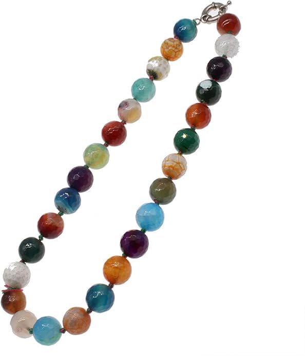 Collier Femme en Pierre Naturelle d'agate 14mm fait main pour un style raffiné et sophistiqué