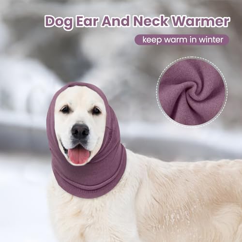 Image of BRKURLEG Dog Calming Hoodie, Ear Muffs for Noise Protection, Dog Head Cover Sleeves Ears Covers, Pet Ear Covers Hood for Anxiety Relief, Hematoma, Grooming and Force Drying, Purple, L