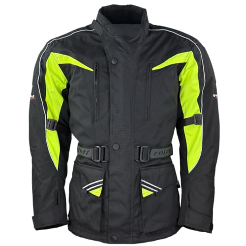 Veste de moto imperméable RO10005 noir et jaune fluo en grande taille 5XL pour homme
