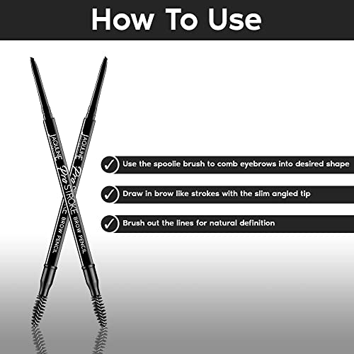 Image of JAQULINE USA Pro Stroke Eyebrow Pencil | Waterproof & Smudge-Proof | One Swipe Application | Natural & Long-Lasting Finish | For Denser, Fuller Eyebrows | Easy to Use | Cruelty-Free | Black, 0.35g