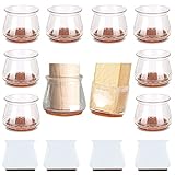 Premium 12pcs Silicone Chair Leg Protector Covers for Hardwood Floor, Fits Most Furniture Legs Table Feet Protecting Cap with Inseparable Felt Pad to Protect Wood from Scratching, Noise, Smooth Moving