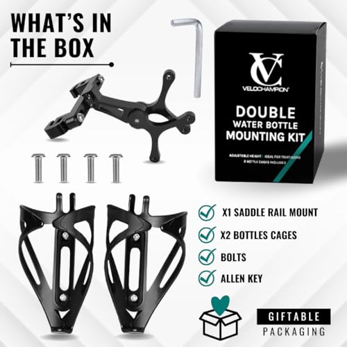 image for VeloChampion Double Water Bottle Cage Mount Holder. for Cycling Triath