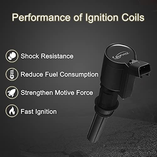 Bdfhyk High Performance Ignition Coil Dg508 Set Of 8 For Ford F150 F250 F350 E150 Van E250 Van 4.6L 5.4L V8 Compatible With Lincoln Mercury & Dg457 Dg472 Dg481 Dg491 F523 Ic369 #TOP1