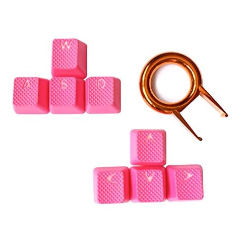 Tai-Hao Rubber Gaming Backlit Keycaps Set - 8 Keys Rubberized DoubleShot Key Caps for Cherry MX Mechanical Keyboards Compatible OEM Include Key Puller (Neon Pink-8 Keys) Cover