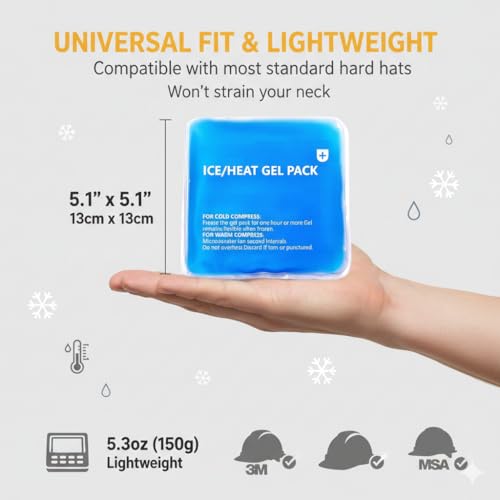 Image of Hard Hat Ice Pack Inserts, Helmet Ice Pack, Cooling Gel Packs for Cold Compress, Blue, 2 Pack
