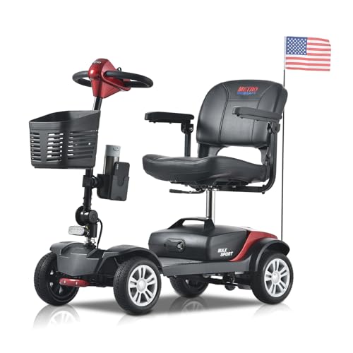 Lightweight Mobility Scooters 400 lbs Max Weight Foldable 4-Wheel Mobility Scooter for Adults, Electric Powered Scooter for Senior with Lights, Basket, Rotating Seat, Lightweight and Portable (Red) -  generic.com