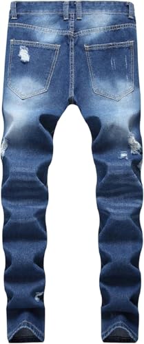 Maiyifu-GJ Men's Slim Fit Stretch Denim Pants Ripped Distressed Straight Leg Biker Jeans Fashion Casual Hip Hop Jean Pants2