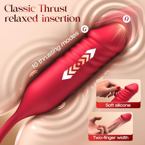 Image of MOOLIGIRL Rose Toy Thrusting Dildo Vibrator, App Control Sucking Adult Sex Toys for Women & Couples, 10 Suction & 10 Thrusting Vibration Modes, Waterproof Sex Toy for Clitoral G-Spot S&M Whips