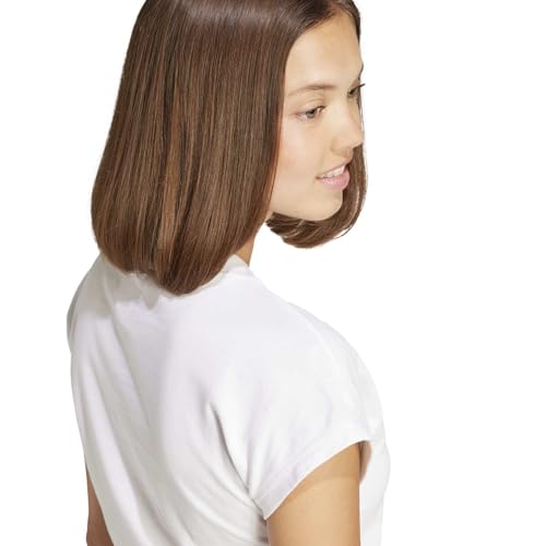 adidas Damen Essentials Linear Cotton Shirt, White/Black, XL