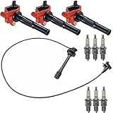 HIKARU PARTS 3pcs Red Ignition Coil & Spark Plug Wire Set Compatible with Toyota 4Runner T100 Tacoma...