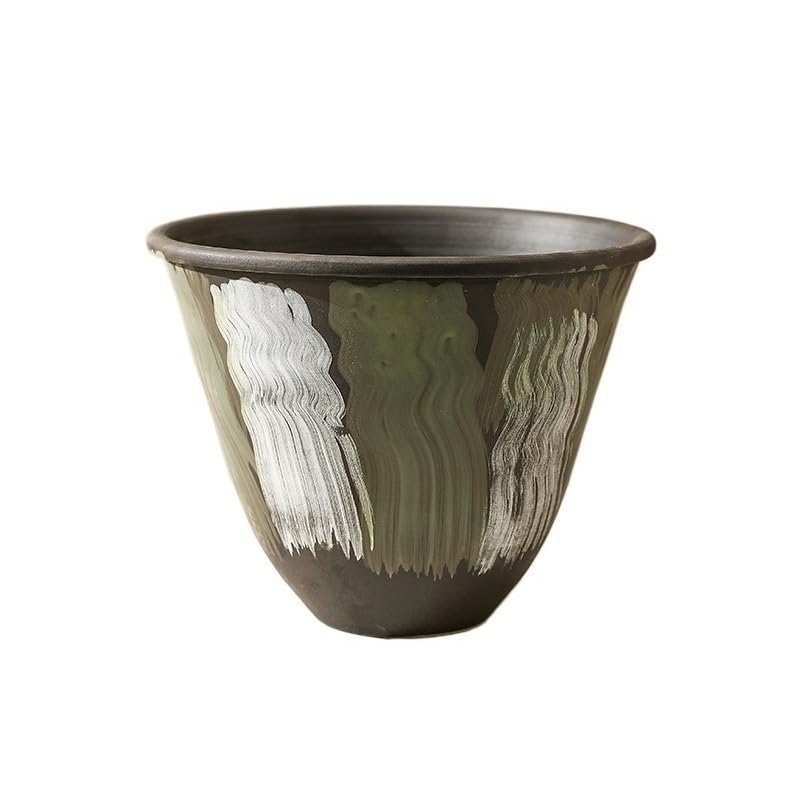 Jardinière ronde en céramique verte 31 cm pour succulentes et fleurs