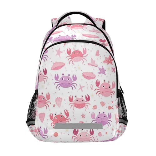 Dussdil Cute Sea Crabs (32) Kids Backpack School Backpacks for Boys Girls, 16 Inch Casual Book Bag Daypack Back Pack Double Zipper Travel Bags