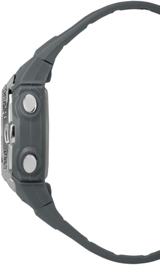 Side profile of the Timex Marathon Digital Watch, showing the thickness of the case and the two control buttons on the side.