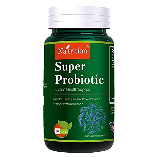Na'trition Super Probiotic Intestinal And Colon Proprietary Probiotic Blend 10 Billion Cfu (Colony-Forming Units), 60 Easy Swallow Veggie Capsules, 1 Month Supply #TOP5