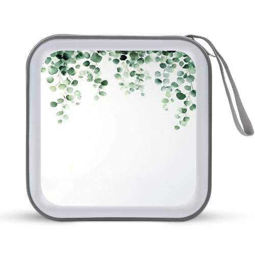 DuduYH Watercolor Eucalyptus Leaves CD Case DVD Storage Case Portable