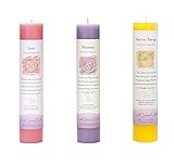 Crystal Journey Attract Love Reiki Charged Herbal Magic Pillar Candle with Inspirational Labels - Bundle of 3(Love, Harmony, Positive Energy) Each 7