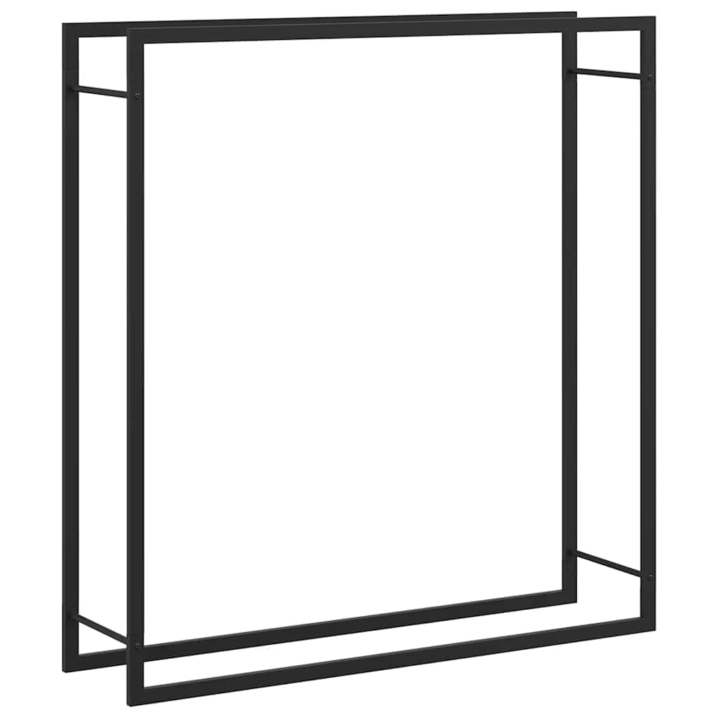 Brennholzregal Stahl Schwarz 110x28x116 cm | Pulverbeschichtet, Witterungsbestandig, Mit Wandhalterung, Trockenes Brennholz