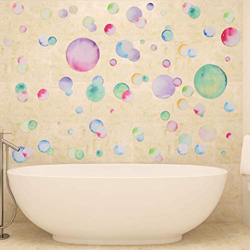 150 Pieces Colorful Polka Dot Wall Stickers Pvc Polka Dots Circle Wall Stickers Rainbow Wall Stickers Removable Multi-Color Circle Watercolor Wall Sticker For Kids Girls Bedroom (Light Color) #TOP2