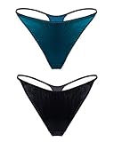 SilRiver Womens Silk Spandex G-String Thong Panty, Sexy T-Back Underwear With Soft Satin