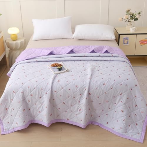 Highdi Bedding Edredón Acolchado, 2.5 TOG Microfibra Bedding Ligero Edredón Color Liso Edredon Cama, Manta de Cama para Sala de Estar, Dormitorio, Estudio (Flor Morada,150x200cm)