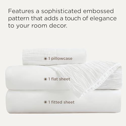 Image of Bedsure Twin XL Sheets Dorm Bedding - 3 Pieces Soft Extra Long Twin Sheets, Breathable & Cooling Bed Sheets Set, Oeko Tex, Easy Care Microfiber for Women, Men, White