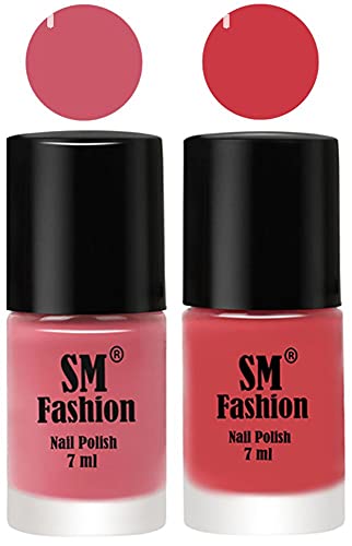 Image of Long Lasting Nail Polish | Nail Paint Combo 7 ml Each) - Set of 2 Nude Pink-Punch Pink