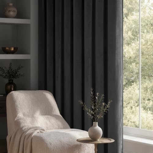 Image of MIULEE Grey Blackout Velvet Curtains Drapes 84 Inch Long 52 inchx84 inch Bedroom | Luxurious Bedroom Living Room Decor, Room Darkening, Thermal Insulated, Rod Pocket Design, Super Soft Fabric