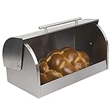 Home Basic Bread Box With Glass Cover,Silver