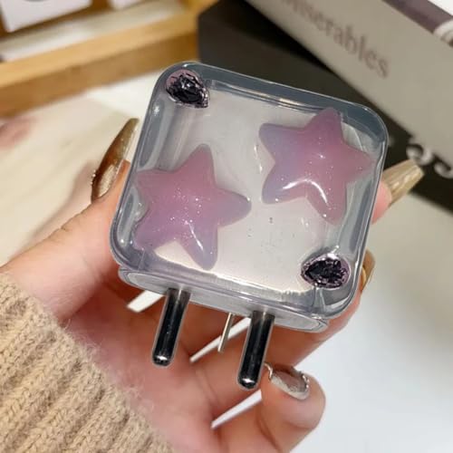 Image of Cable Protector with 3D Cute Pattern for iPhone Charger only 18W & 20W, Data Charging Cable Wire Saver Protective Cable Cover Full Protection Cable Sleeve (3d Pink star)