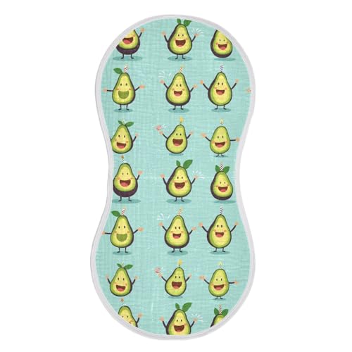 vvfelixl Muslin Burp Cloths Funny Kawaii Avocado Baby Washcloths for Baby Girl Boys 2 Pack