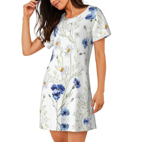 Chemise de nuit douce de qualité supérieure à motif fleuri