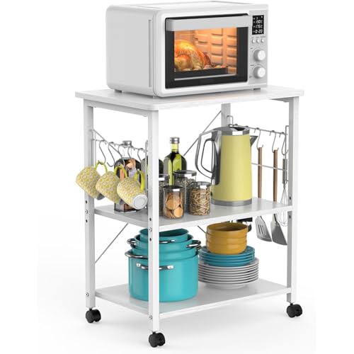 Mr IRONSTONE Microwave Cart 23.7'' for Small Space, 3-Tier Coffee...