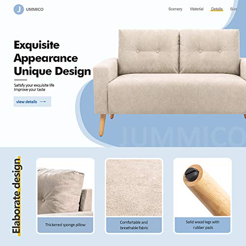 image for JUMMICO Modern Loveseat Sofa Fabric Couch Mid Century Love Seat with 2