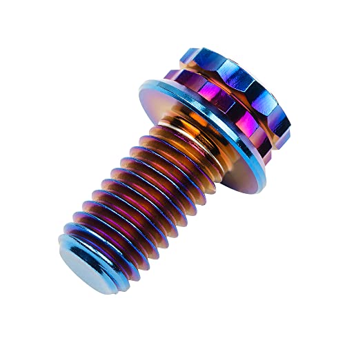 Image of Titanium Flange 12 Point Head M8 x15 20 25 30 35 40 45 50 55 60 65mm Screw Bolt Pack of 4 (M8x15mm, Burning Blue)
