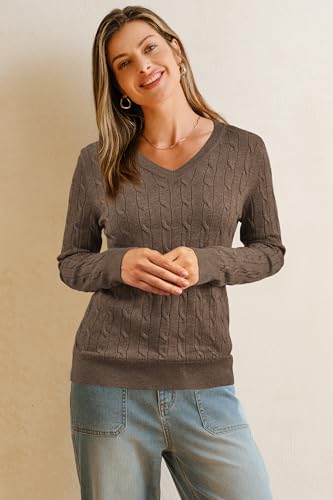 Image of Arach&Cloz Women's Wool Blend Fall Sweaters Business Casual Outfits 2026 | Soft&Breathable Pullover, Long Sleeve, V-Neck, Relaxed Fit Workwear, Business Casual, Teacher Outfits