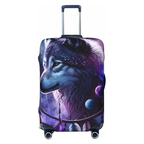 Feathered Wolf For Travel Luggage Cover Suitcase Protector Fits 18-32 Inch Travel Luggage Protector Elastic Luggage Anti-Scratch Suitcase Cover