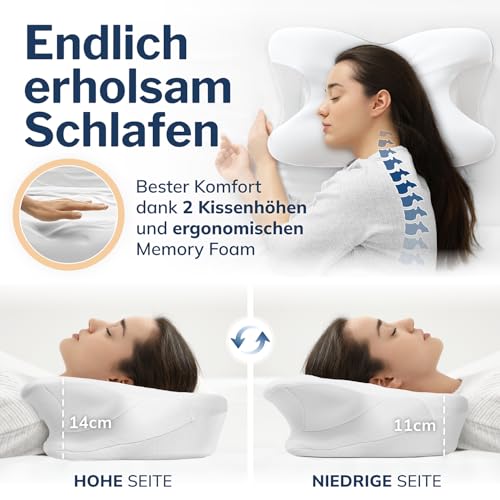 CALMONT Orthopädisches Memory Foam Kopfkissen für erholsamen Schlaf - Nackenschmerzen lindern (Weiß)  
CALMONT Ergonomis