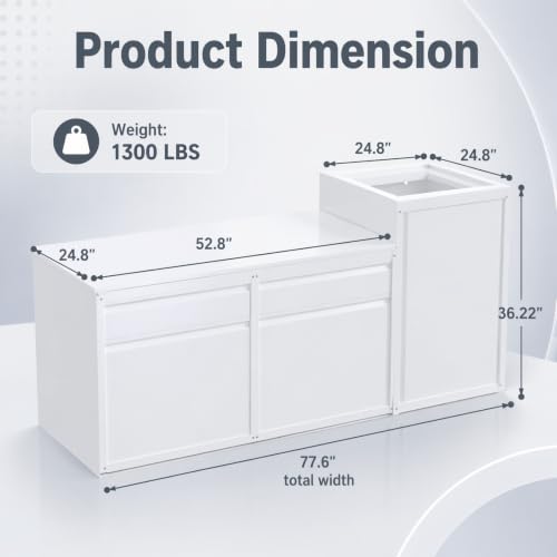 Image of 1300LBS Laundry Pedestal with Laundry Basket for Washer and Dryer | Washing Machine Stand Base Raiser with Washbasin Cabinet,White, 3PCS