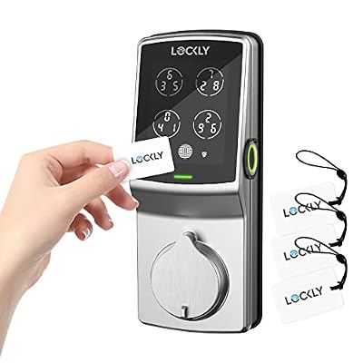 Lockly Secure Plus Smart Door Lock, Keyless Entry with Fingerprint & RFID Card, PIN Genie Keypad, App Control, Bluetooth Deadbolt, Auto-Lock & Easy DIY Installation, No Monthly Fees