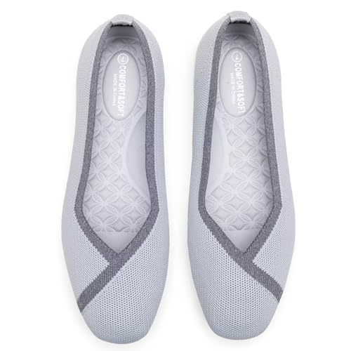Image of Frank Mully Women Square Toe Flat Shoes Comfortable Knitted Flats
