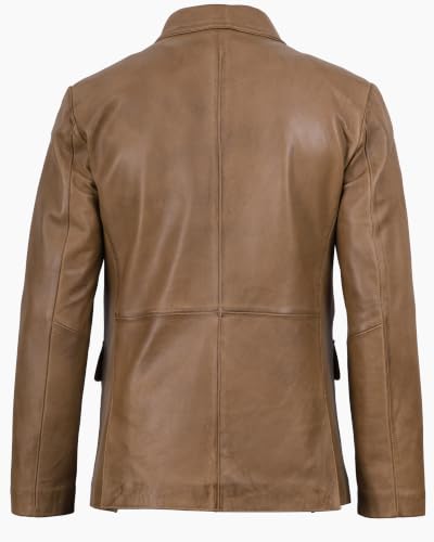 Image of fjackets Mens Leather Blazer Jacket - Real Lambskin Leather Sport Coat, 3-Button, Business to Weekend