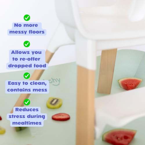 Image of CATCHY -Food Catcher-Compatible with Stokke Clikk High Chair +11 Other High Chairs-Highchair Sold Separately-Baby & Toddler Food & Mess Catcher-Premium Linen Inspired -Under High Chair Accessory | High Chair Food Catcher - High Chair Sold Separately - Baby & Toddler Food & Mess Catcher - Under High Chair Accessory