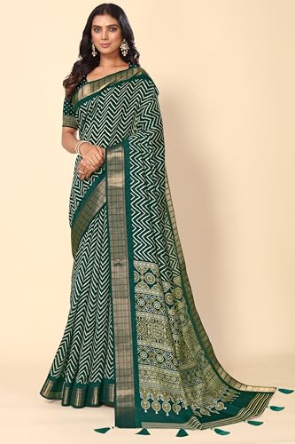 Image of MIRCHI FASHION Women Saree Cotton Silk Batik Block Printed | Breathable Office Wear and Regular Use Sari with Blouse Piece