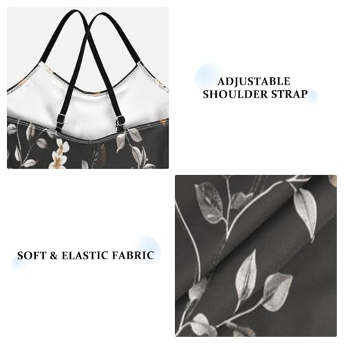 Black Flower Girls One-Piece Swimsuit Beach Bathing Suit3