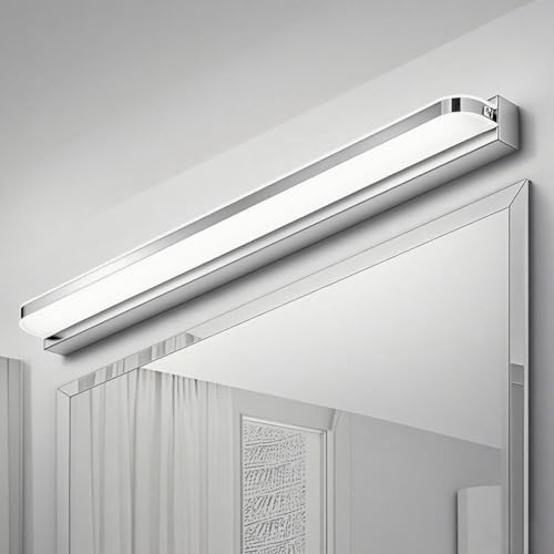 Gouzloyed Aplique Espejo Baño 42cm Lampara Espejo Baño con Interruptor IP44 Impermeable Luz Espejo Baño Blanco Natural 4000K Aplique Luz Espejo Baño 9W 230V de Aluminio (Blanco Frío)