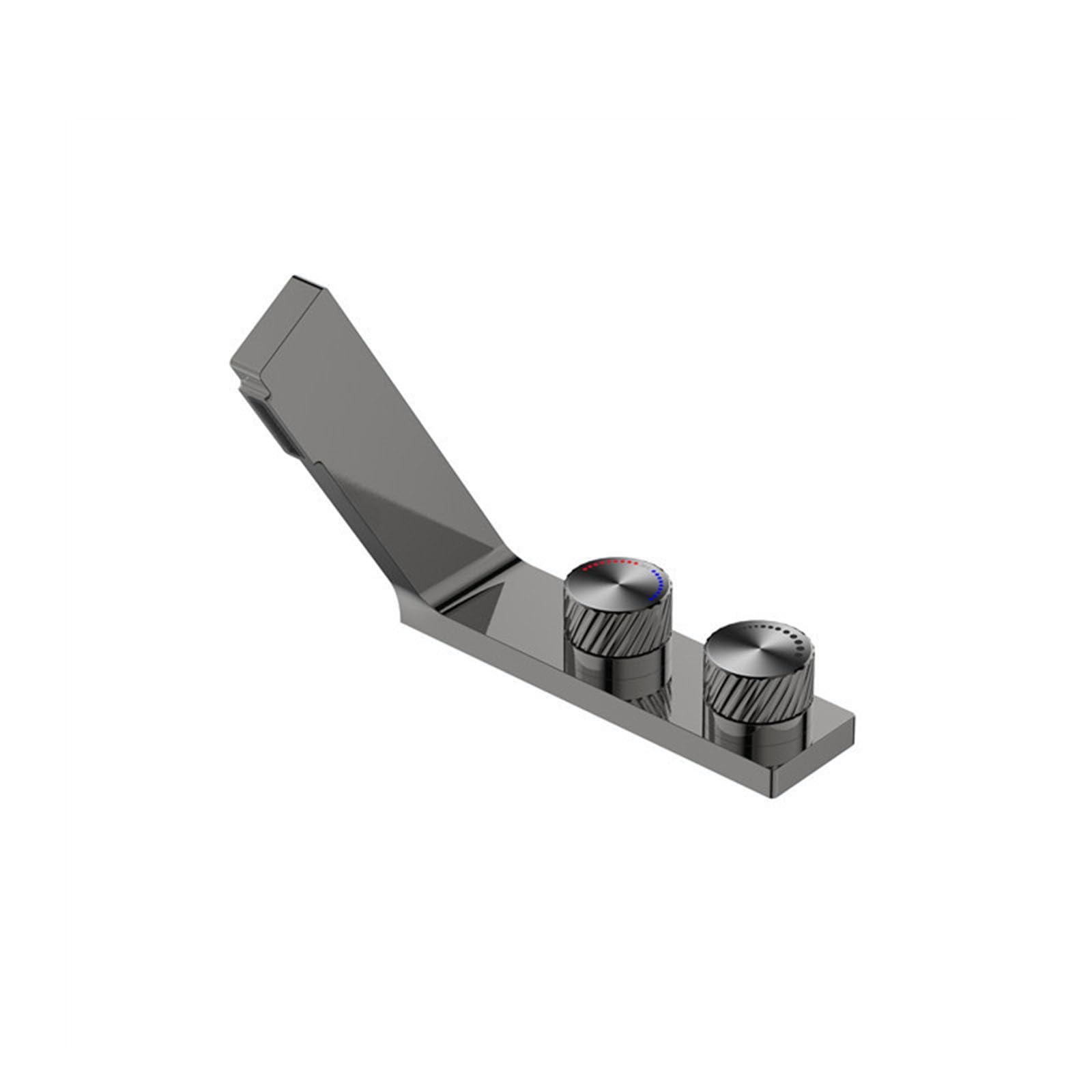 Robinet cascade salle de bain gris pistolet mitigeur lavabo sur plan 2 boutons