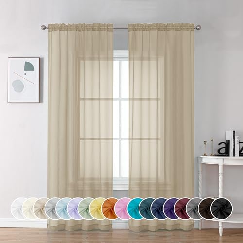 Chyhomenyc Tende velate color tortora, lunghezza 183 cm, 2 pannelli, filtranti della luce, morbide, ariose, con tasca per asta, tende per finestra, camera da letto, soggiorno, ognuna 106 x 182 cm
